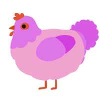 A pink and orchid chicken with a head pattern