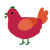 A crimson and vermilion chicken