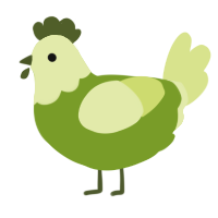 A chartreuse and lemon chicken with a head pattern