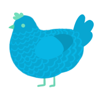 A cerulean chicken with a lace pattern