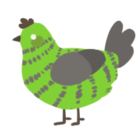 A grass and grey chicken with a bar pattern