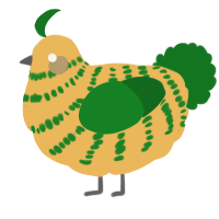 A honey and leaf chicken with a bar pattern