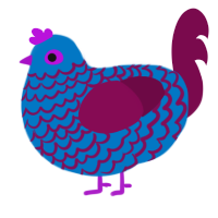A sapphire and wine chicken with a lace pattern