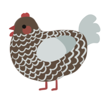 A bark and silver chicken with a lace pattern