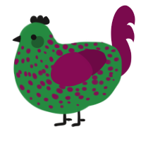 (unnamed), a viridian and wine chicken with a speckle pattern