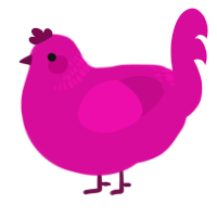 A fuchsia chicken with a neck-band pattern
