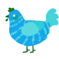 A sky and aqua chicken with a bar pattern
