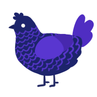 A navy and indigo chicken with a lace pattern