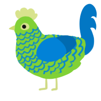 A grass and sapphire chicken with a lace pattern