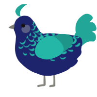 A navy and turquoise chicken with a half-lace pattern