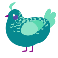 A teal and mint chicken with a half-lace pattern