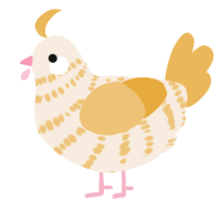 A cream and honey chicken with a bar pattern