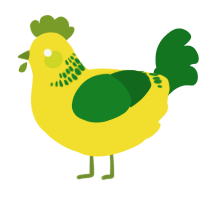 A yellow and leaf chicken with a neck-band pattern
