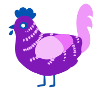 A violet and lavender chicken with a half-bar pattern