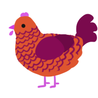 A vermilion and wine chicken with a lace pattern