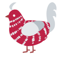 A crimson and mist chicken with a bar pattern