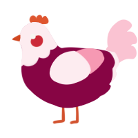 A maroon and rose chicken with a head pattern