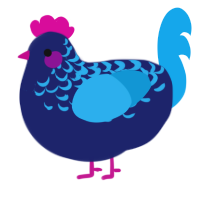 A navy and sky chicken with a half-lace pattern