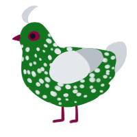 A leaf and mist chicken with a speckle pattern