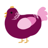 A wine and pink chicken with a neck-band pattern