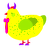 GoYou Suitcase, a yellow and chartreuse chicken with a speckle pattern