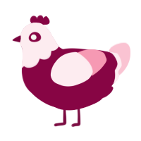 A maroon and rose chicken with a head pattern