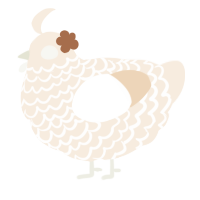 A cream chicken with a lace pattern