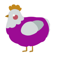 A plum and silver chicken with a head pattern