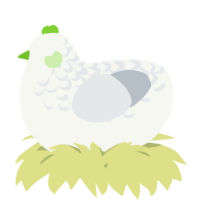 A white and mist chicken with a half-lace pattern