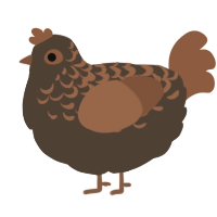 A bark and brown chicken with a half-lace pattern