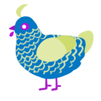 A sapphire and lemon chicken with a lace pattern