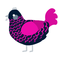 A tumblr and fuchsia chicken with a lace pattern