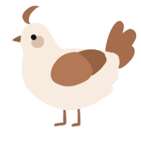 A cream and brown chicken