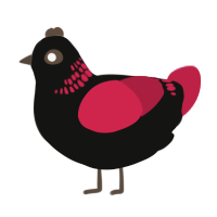 A black and crimson chicken with a neck-band pattern