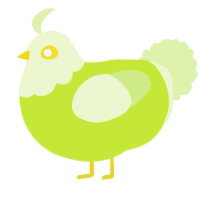 A lime and apple chicken with a head pattern