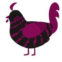 A sable and wine chicken with a bar pattern