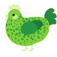 A grass and viridian chicken with a speckle pattern