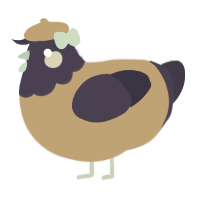 A gold and navy chicken with a head pattern
