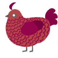A red and maroon chicken with a lace pattern