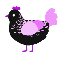 A black and lavender chicken with a half-lace pattern