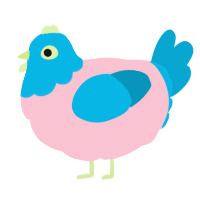 A rose and cerulean chicken with a head pattern