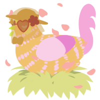 A honey and lavender chicken with a bar pattern