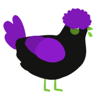 A black and violet chicken