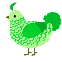 A gluppy and viridian chicken with a lace pattern