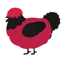 A crimson and sable chicken with a head pattern