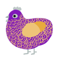 A violet and honey chicken with a double-lace pattern