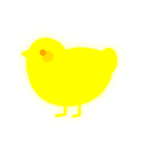 A yellow chicken with a lace pattern