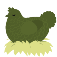 A olive chicken with a lace pattern