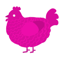 A fuchsia chicken with a lace pattern