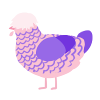 Cutie Patootie, a rose and blurple chicken with a lace pattern